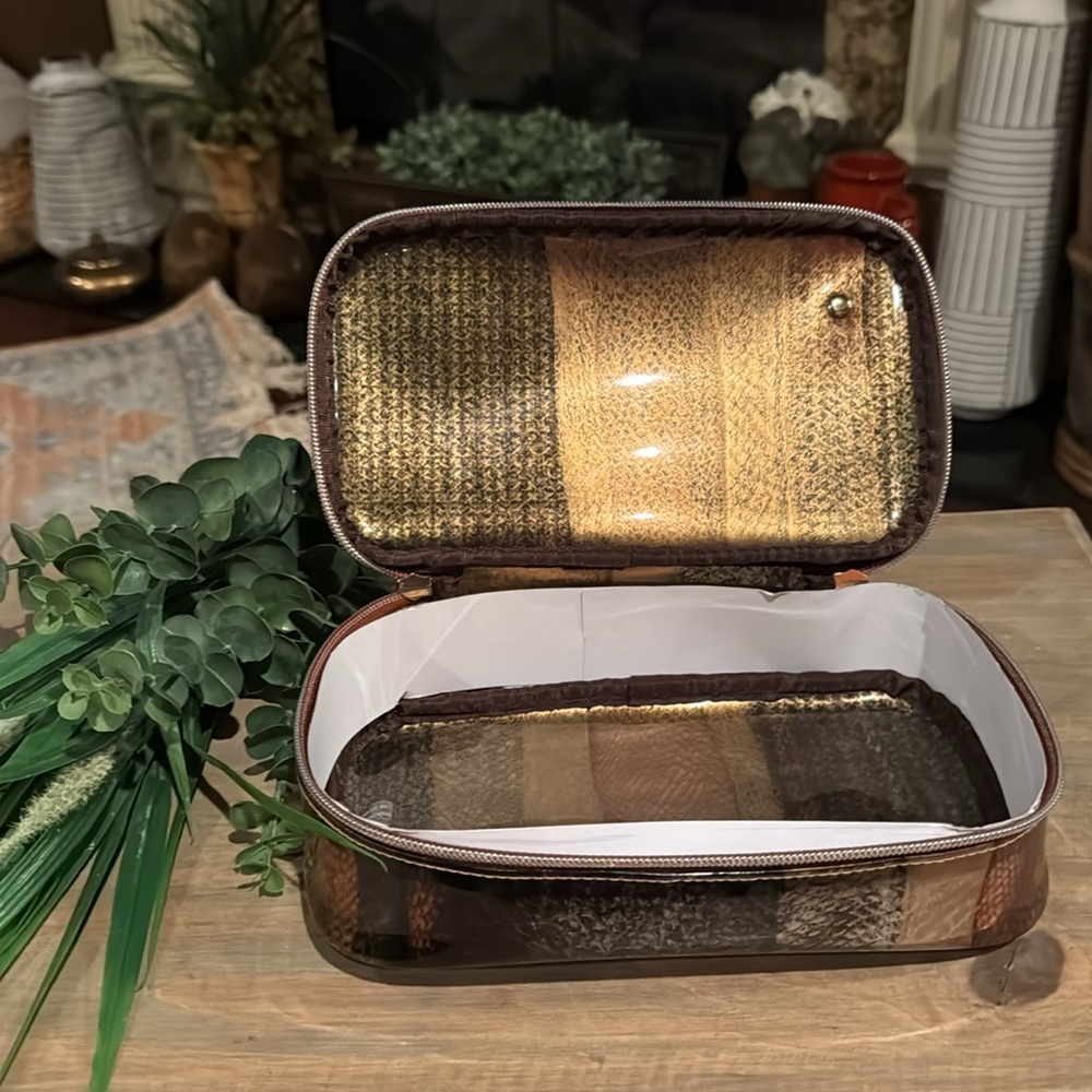 Stephanie Johnson Patchwork Metallic Cosmetic Case in Brown, Copper, Blue - Picture 7 of 9